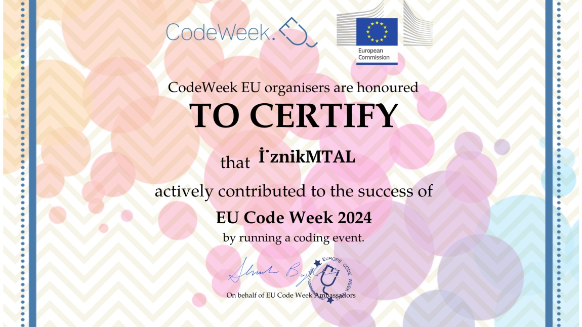 İznik Mesleki ve Teknik Anadolu Lisesi Avrupa Kod Haftası’nda (EU Codeweek)!